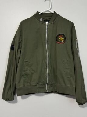 Men's Brooklyn Standard Long Sleeve Bomber Jacket Color Green Size Medium